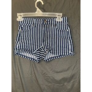 American Eagle Next Level Stretch Shorts Womens SZ 0 Blue White Striped